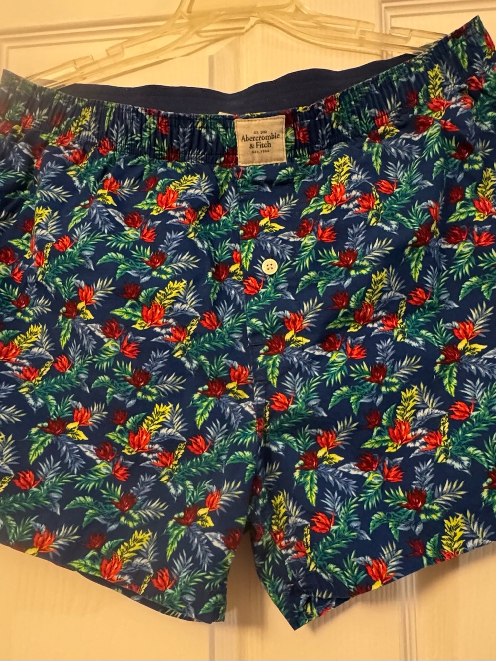 Abercrombie & Fitch Navy Floral Print Swim Trunks